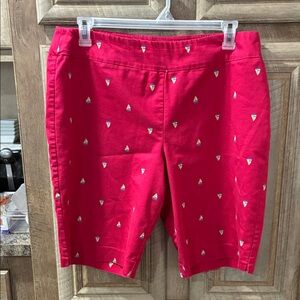 Counterparts Red Color Sailboat Embroidered Bermuda Shorts